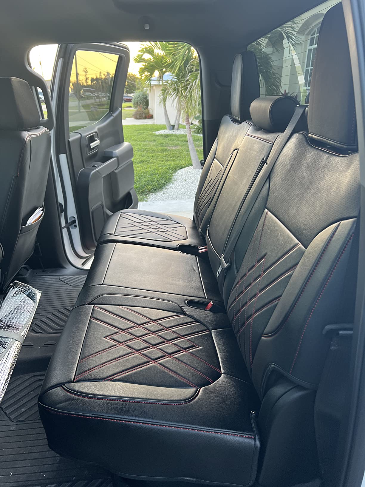 Chevy Sliverado Leather truck Seat  Covers 2014-2018 For1500&2500&3500HD Custom-made all-enveloped, all-season, waterproof leather