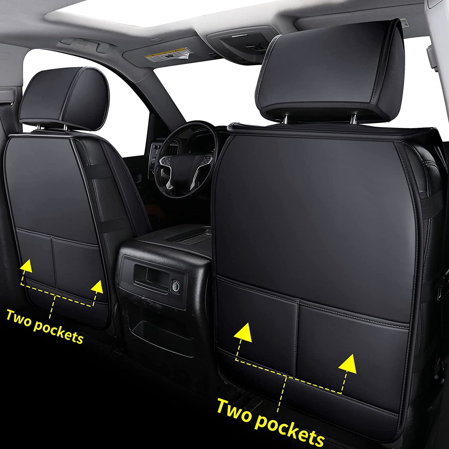 Silverado Seat Covers, Fit for 2019-2023 Chevy Silverado GMC Sierra 1500 and 2020-2023 2500HD 3500HD Crew Cab Water Proof Faux Leather