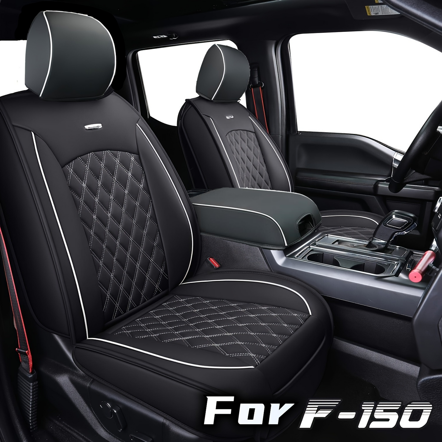 Ford F150 Seat Cover for 2015-2024 F150 Super Crew and 2017-2024 F250 F350 F450 Super Duty Crew Cab Pickups Faux Leather
