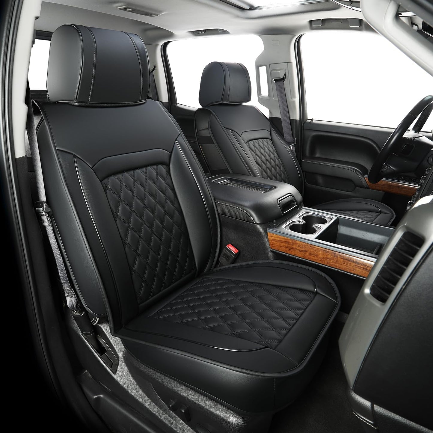 Silverado Faux Leather Seat Covers, Fit for 2014-2024 Chevy Silverado GMC Sierra 1500 and 2020-2024 2500HD 3500HD Crew Cab