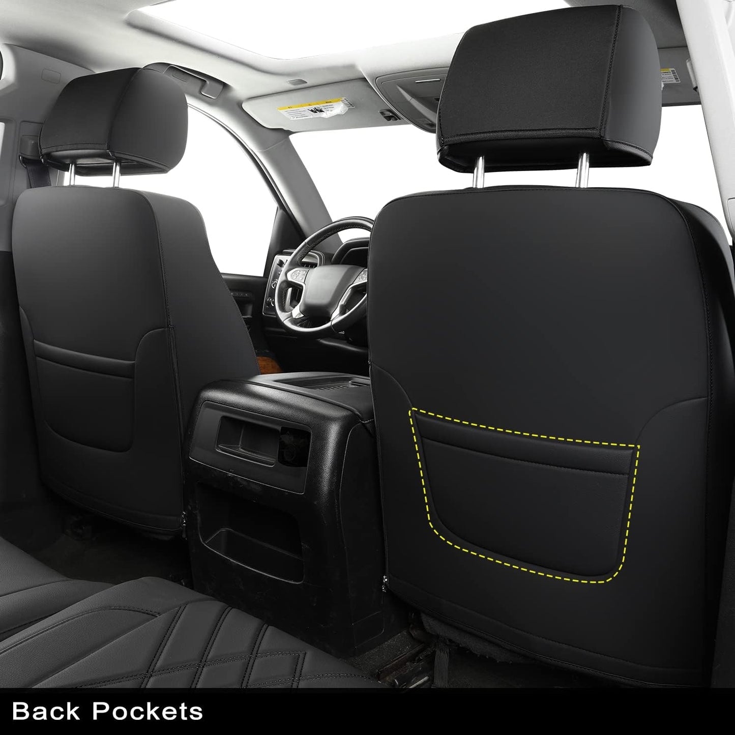 Chevy Sliverado Leather truck Seat  Covers 2014-2018 For1500&2500&3500HD Custom-made all-enveloped, all-season, waterproof leather
