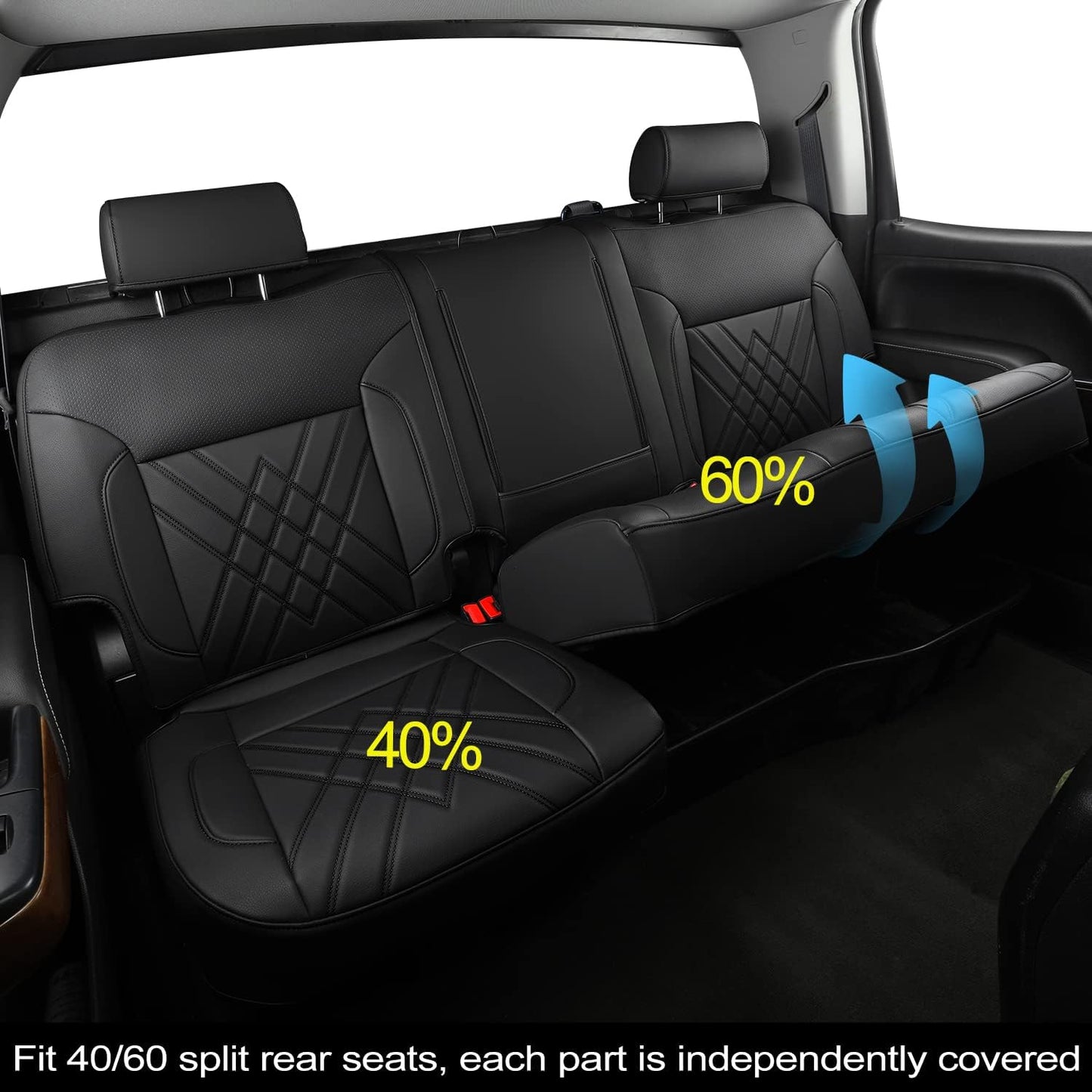 Chevy Sliverado Leather truck Seat  Covers 2014-2018 For1500&2500&3500HD Custom-made all-enveloped, all-season, waterproof leather