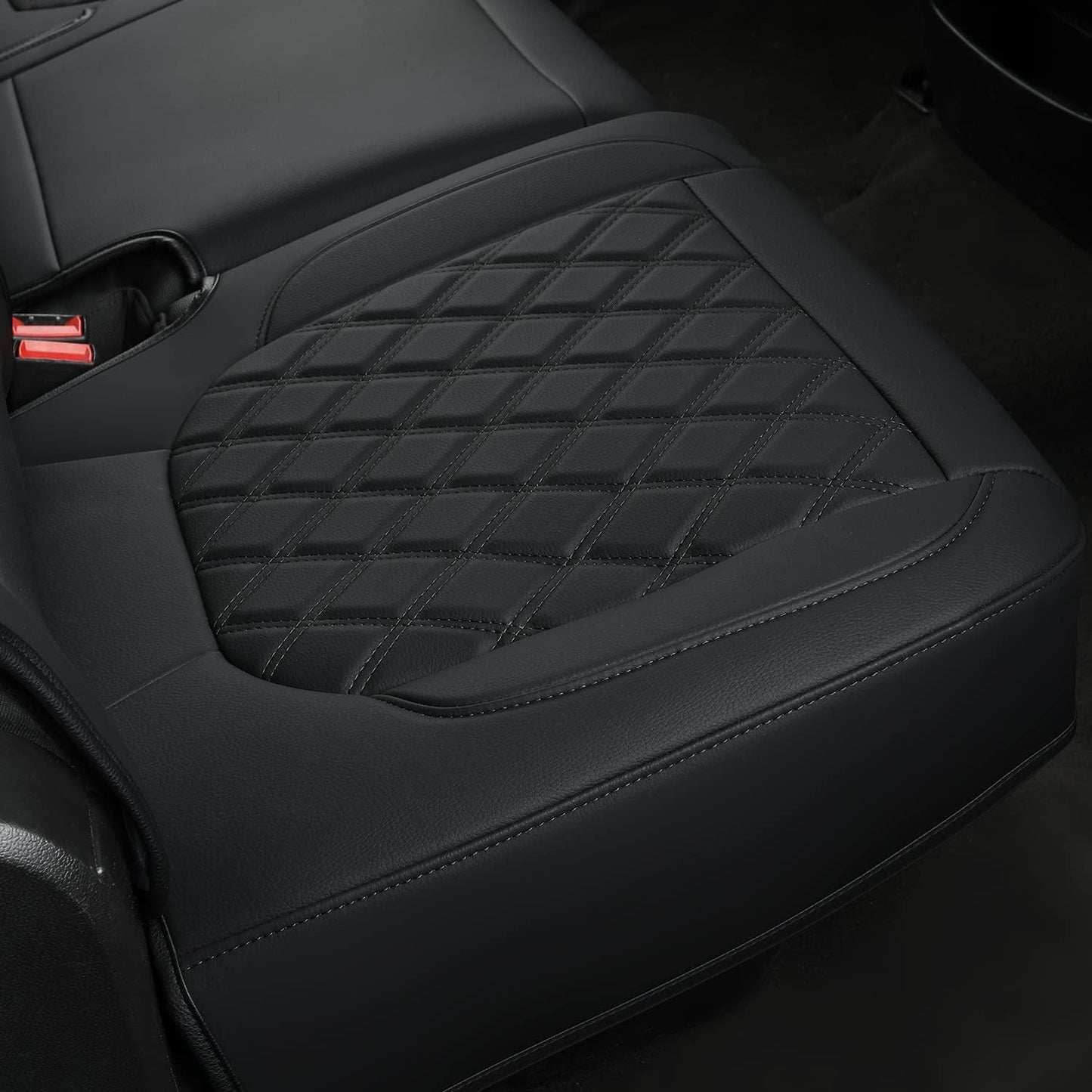 Silverado Seat Covers Full Set with Faux Leather, for 2014-2024 Chevy Silverado GMC Sierra 1500, 2020-2023 Silverado Sierra 2500HD 3500HD Crew Cab