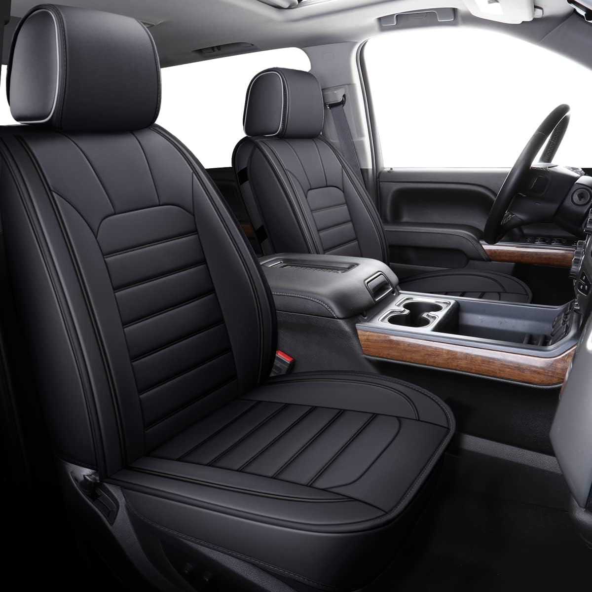 Silverado Seat Covers Fit for 2007-2024 Chevy Silverado Sierra 1500/2500 HD / 3500 HD Crew,Double,Extended Cab with Water Proof Faux Leather