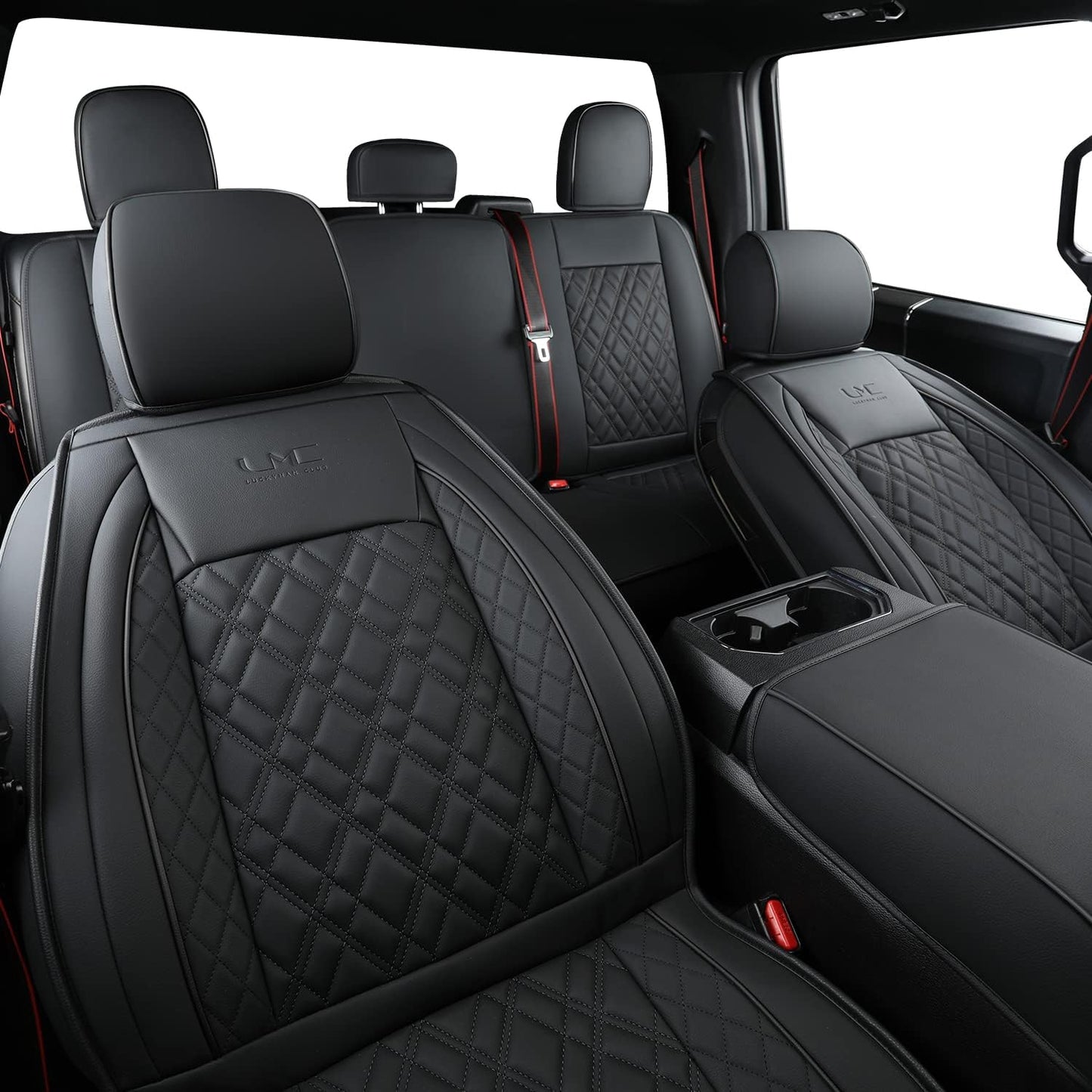 Ford F150 seat covers Fit 2009-2024 F150 SuperCrew and 2017-2024 F250 F350 Crew Cab  With armrest box cushion, all seasons, waterproof leather cushions