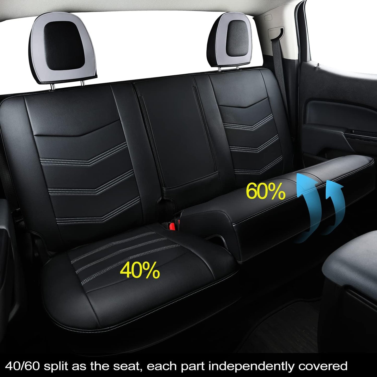 Colorado Seat Covers suitable for Chevrolet 2015-2022 Colorado Canyon cab Z71 LT ZR2 work truck and 2015-2024 GMC Canyon fully enclosed seat cover with waterproof faux leather
