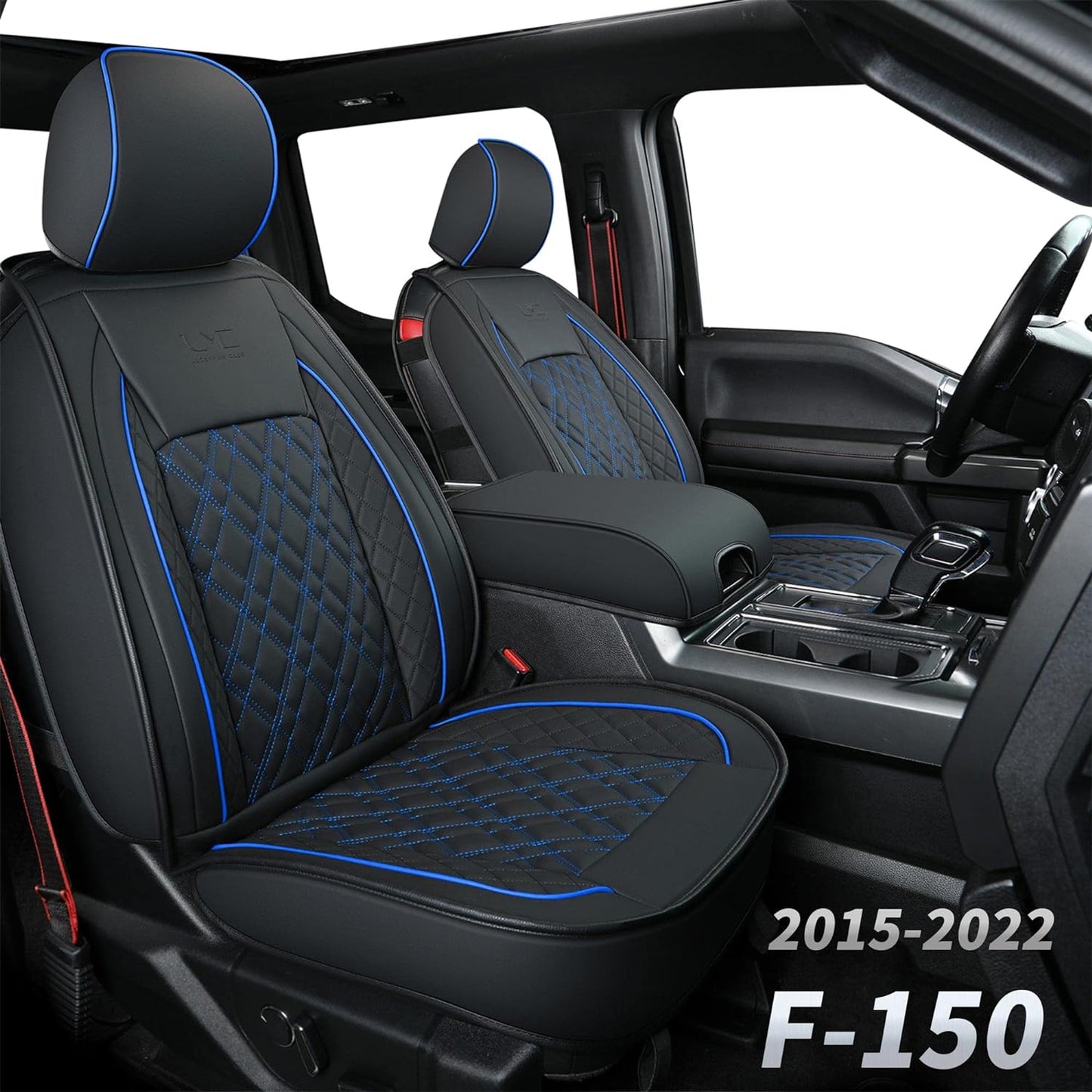 Ford F150 seat covers Fit 2009-2024 F150 SuperCrew and 2017-2024 F250 F350 Crew Cab  With armrest box cushion, all seasons, waterproof leather cushions