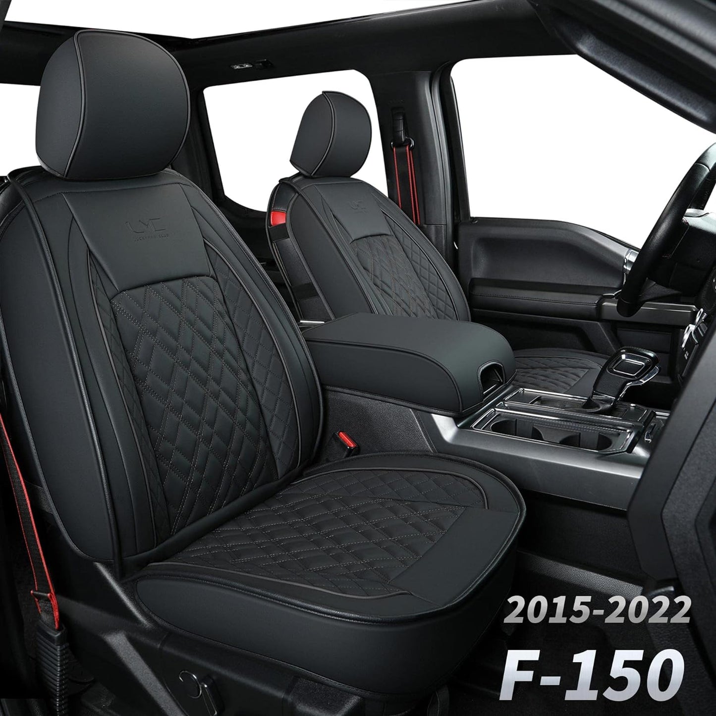Ford F150 seat covers Fit 2009-2024 F150 SuperCrew and 2017-2024 F250 F350 Crew Cab  With armrest box cushion, all seasons, waterproof leather cushions