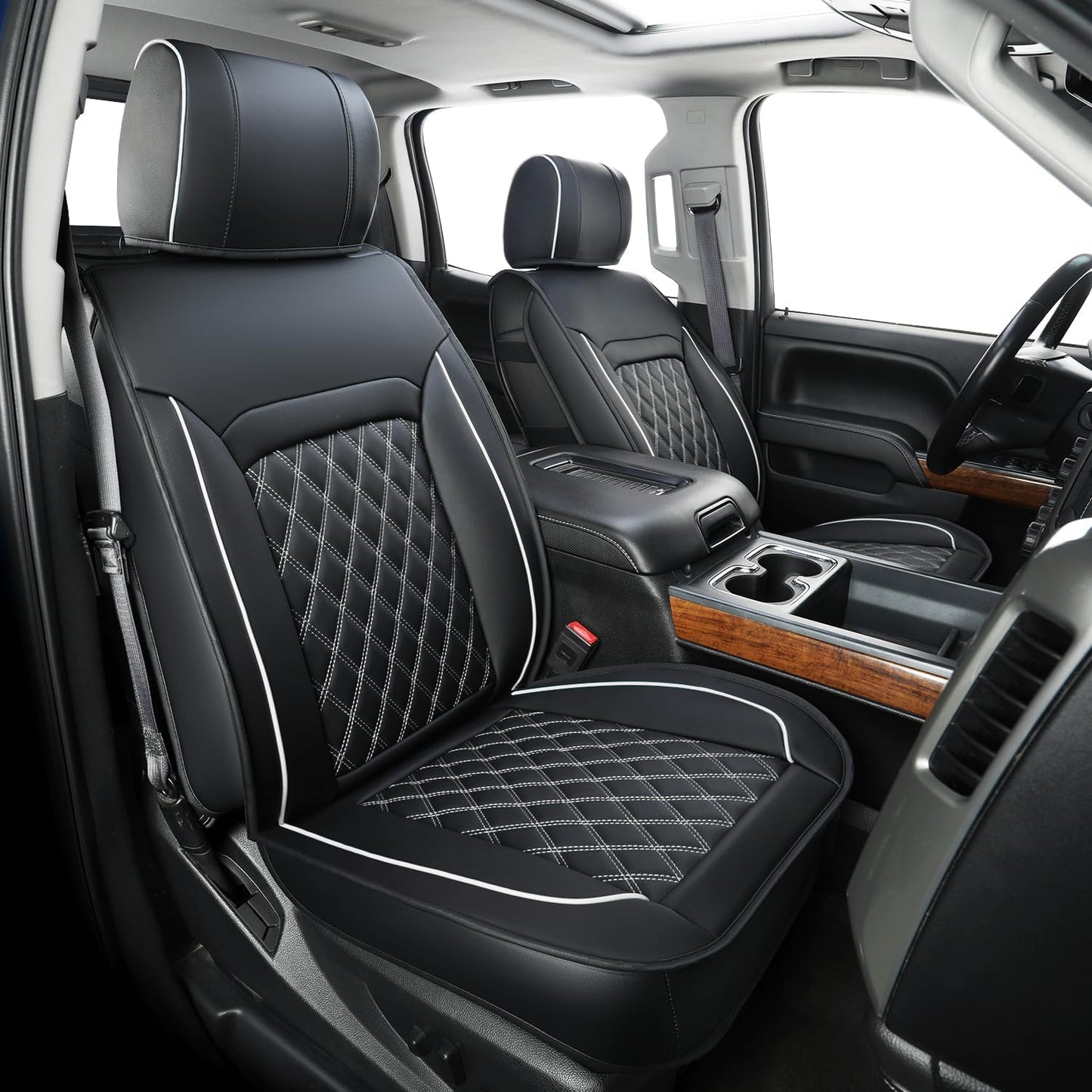 Silverado Faux Leather Seat Covers, Fit for 2014-2024 Chevy Silverado GMC Sierra 1500 and 2020-2024 2500HD 3500HD Crew Cab