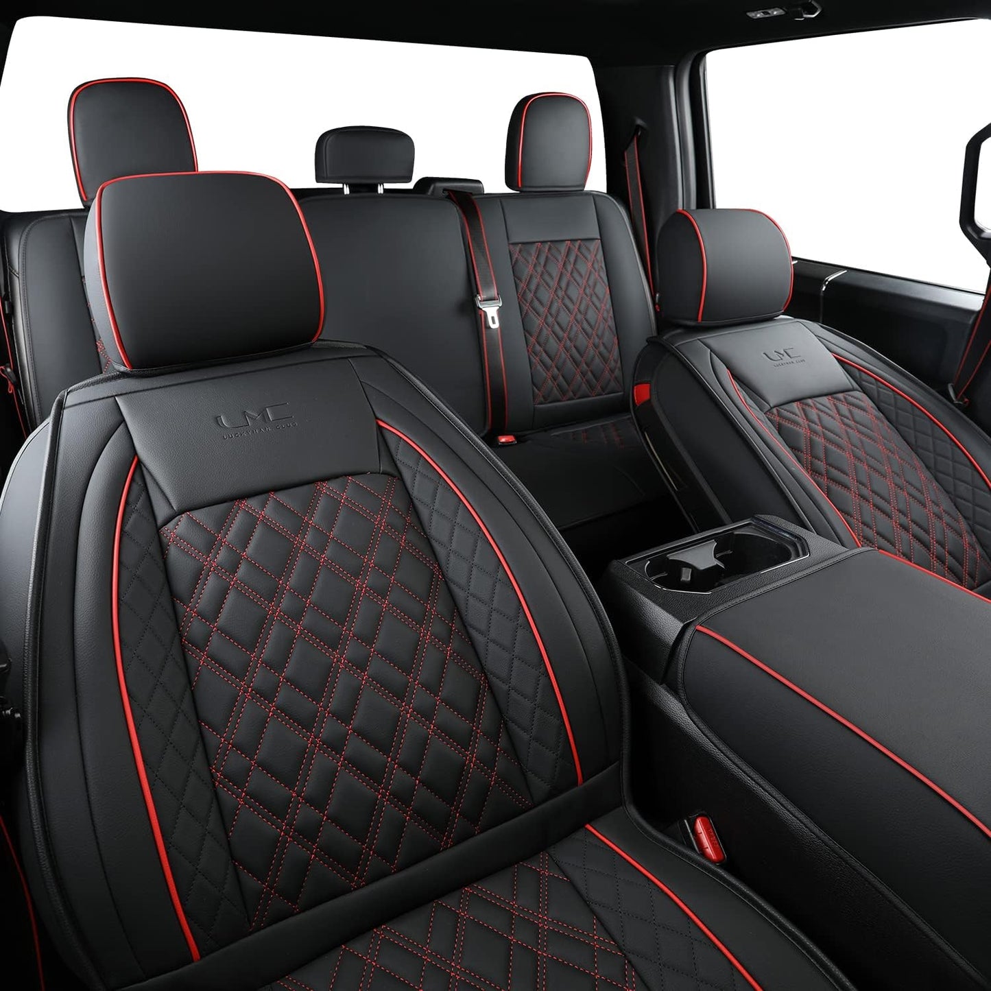 Ford F150 seat covers Fit 2009-2024 F150 SuperCrew and 2017-2024 F250 F350 Crew Cab  With armrest box cushion, all seasons, waterproof leather cushions