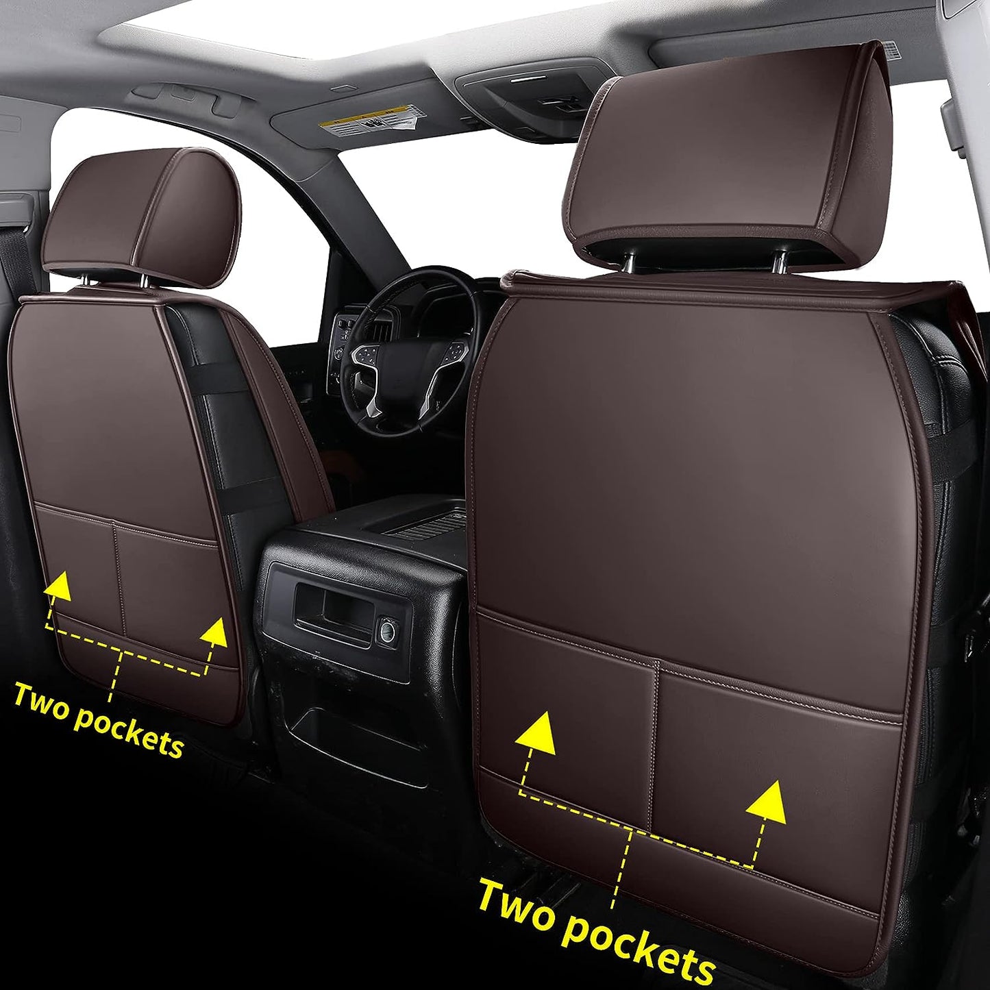 Silverado Seat Covers, Fit for 2019-2023 Chevy Silverado GMC Sierra 1500 and 2020-2023 2500HD 3500HD Crew Cab Water Proof Faux Leather