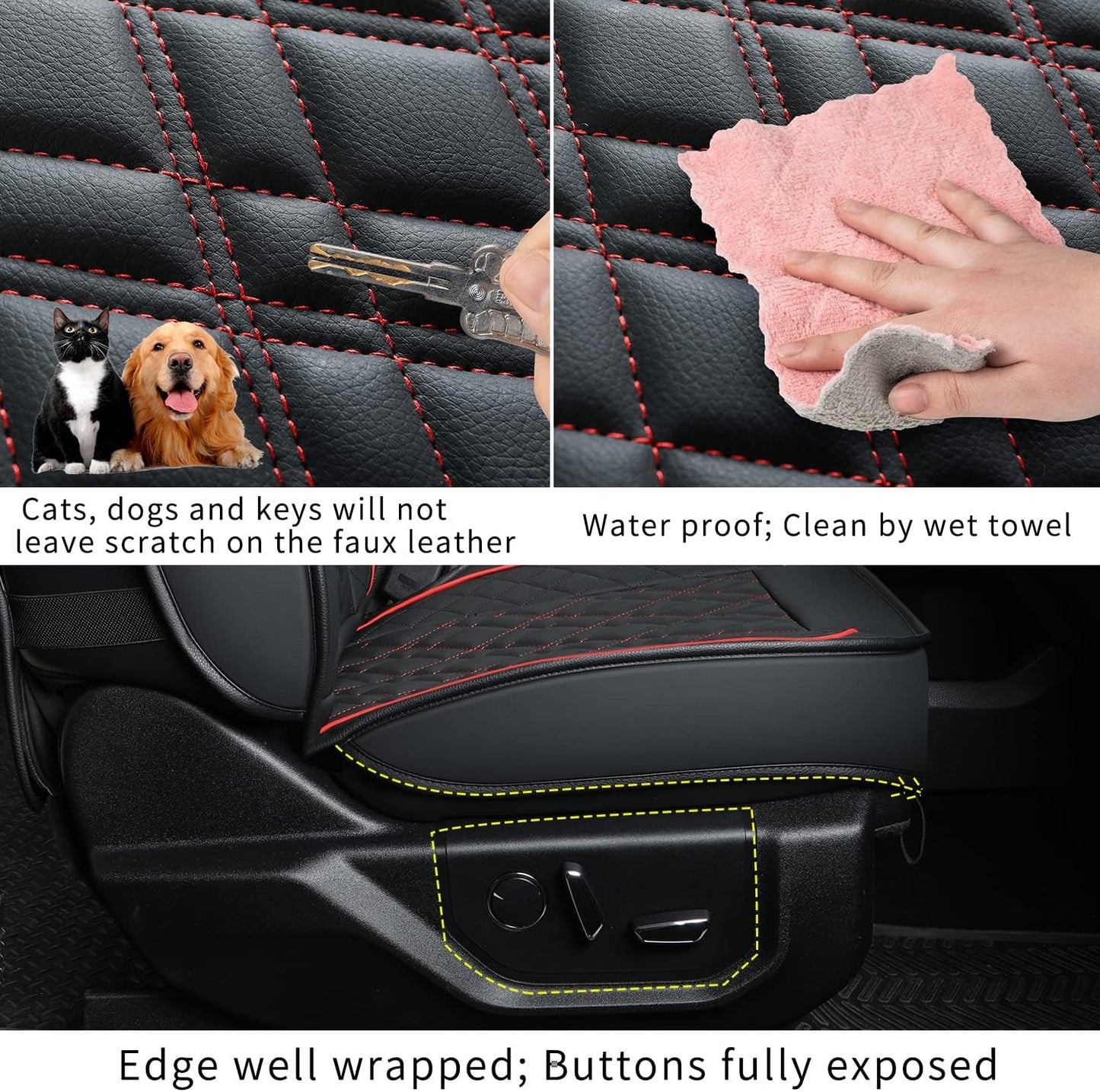 Ford F150 seat covers Fit 2009-2024 F150 SuperCrew and 2017-2024 F250 F350 Crew Cab  With armrest box cushion, all seasons, waterproof leather cushions