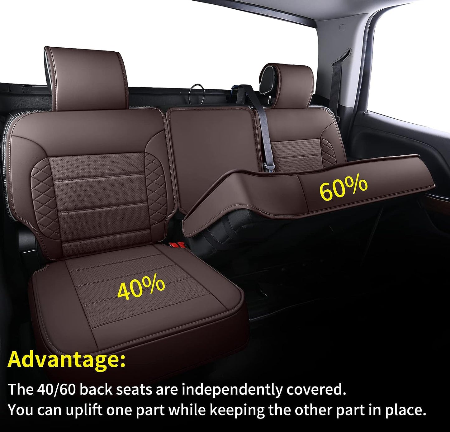 Silverado Seat Covers, Fit for 2019-2023 Chevy Silverado GMC Sierra 1500 and 2020-2023 2500HD 3500HD Crew Cab Water Proof Faux Leather