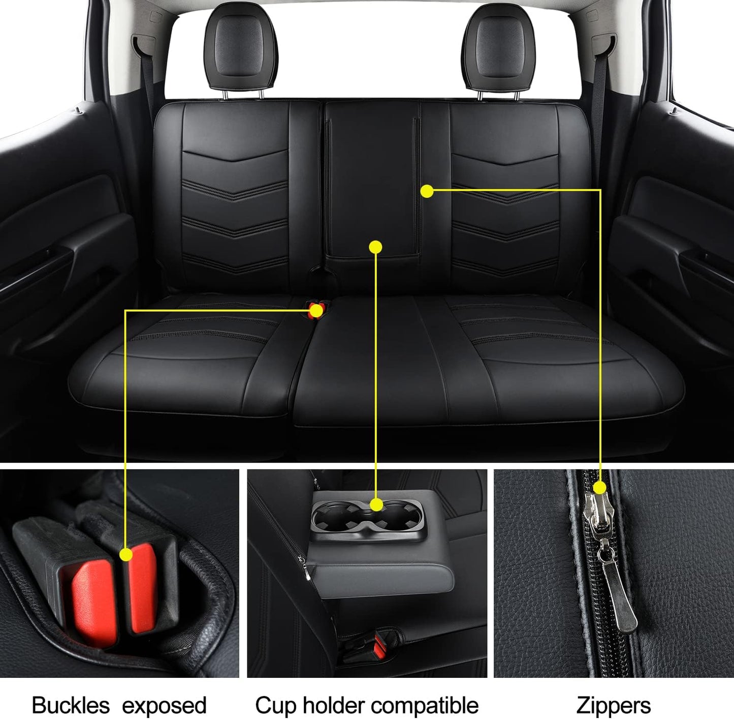 Colorado Seat Covers suitable for Chevrolet 2015-2022 Colorado Canyon cab Z71 LT ZR2 work truck and 2015-2024 GMC Canyon fully enclosed seat cover with waterproof faux leather