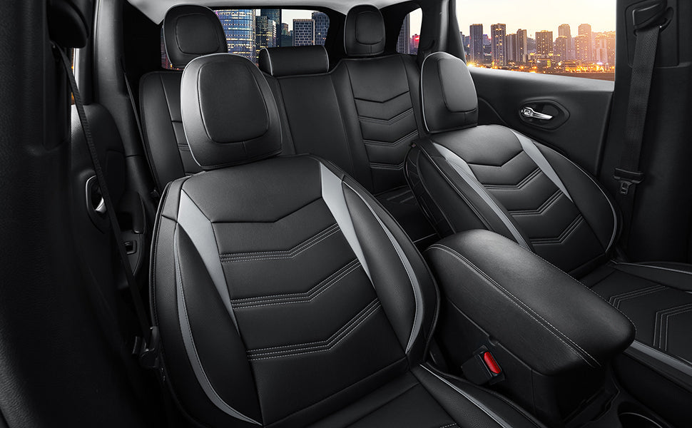 Jeep Cherokee Custom Seat Covers Fit 2014 2015 2016 2017 2018 2019 2020 2021 2022 2023 2024 years Cushions with Waterproof Faux Leather Car Accessories