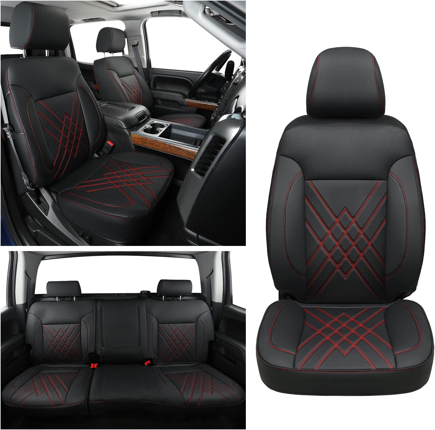Chevy Sliverado Leather truck Seat  Covers 2014-2018 For1500&2500&3500HD Custom-made all-enveloped, all-season, waterproof leather